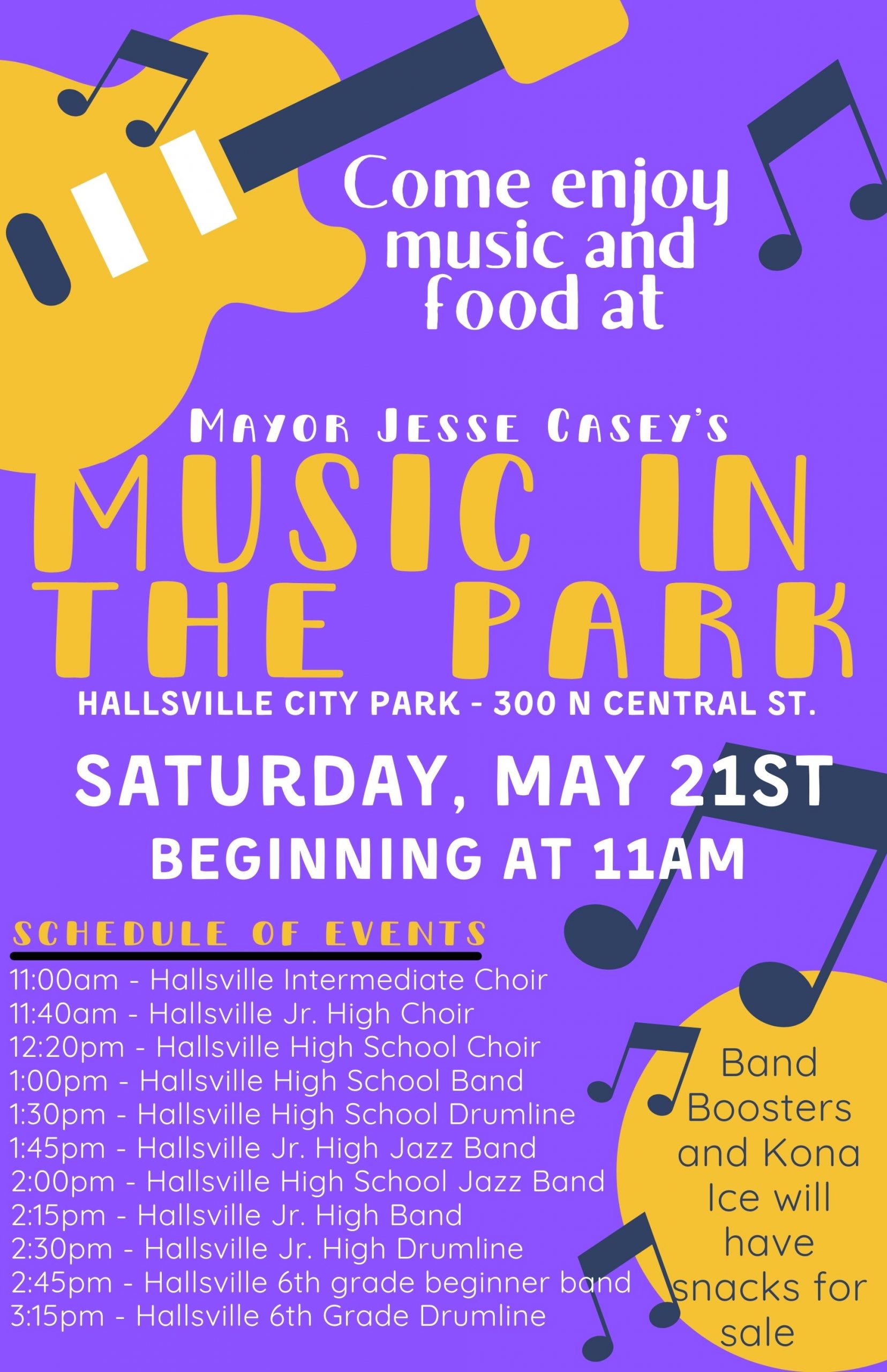 Music in the Park Poster May 21st , 2022
