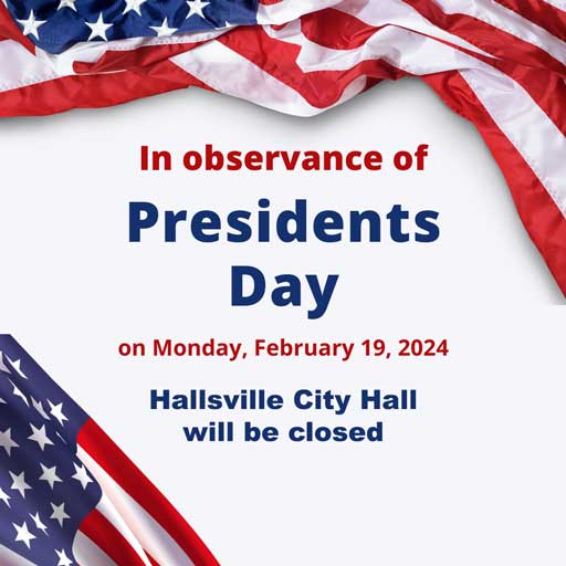 City Hall will be closed Monday February 19th for Presidents Day